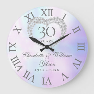 Grande Horloge Ronde Cœur de perle 30e anniversaire de mariage