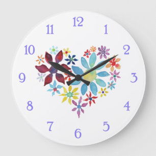 Grande Horloge Ronde Coeur des fleurs