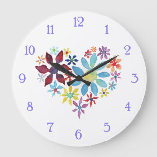 Grande Horloge Ronde Coeur des fleurs