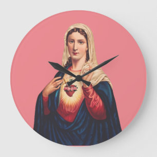 Grande Horloge Ronde Cœur immaculé de la Vierge Marie