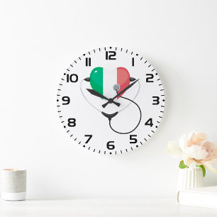 Grande Horloge Ronde Coeur italien avec stéthoscope Soins de santé