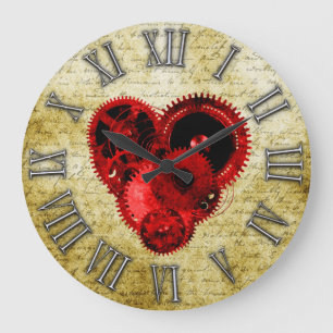 Grande Horloge Ronde Coeur vintage No.2 de Steampunk
