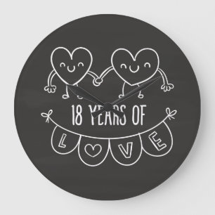 Grande Horloge Ronde Coeurs de calèche-cadeaux du 18e anniversaire