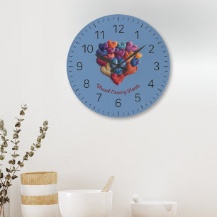 Grande Horloge Ronde Cœurs de campagne bénis