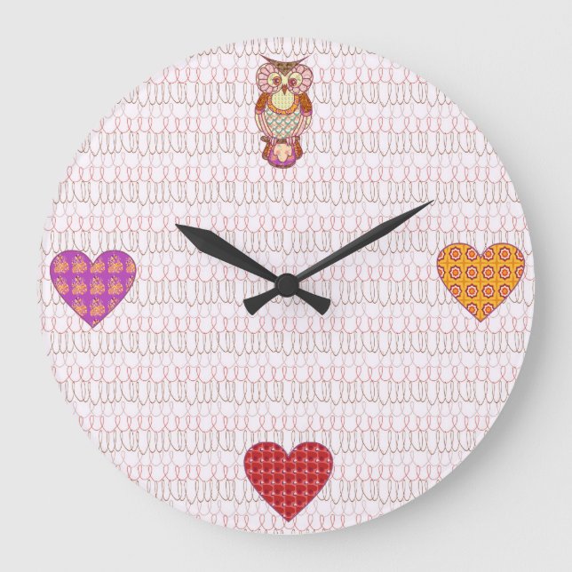 Grande Horloge Ronde Coeurs de chouette (Recto)
