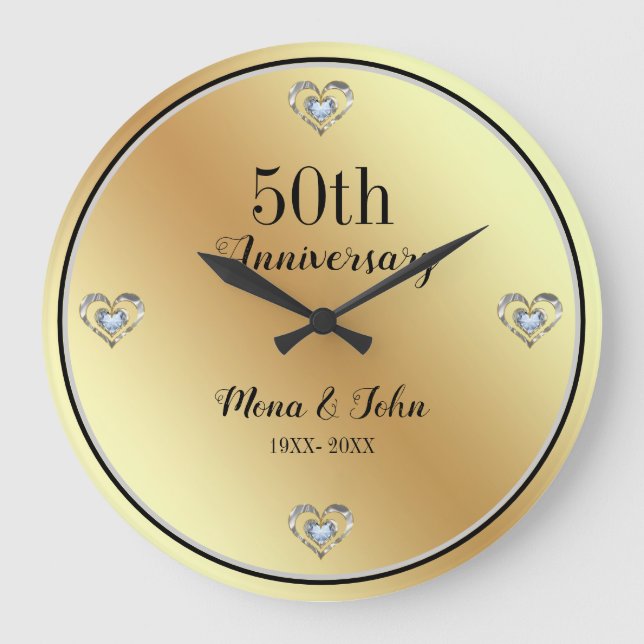 Grande Horloge Ronde Cœurs Diamants (Recto)