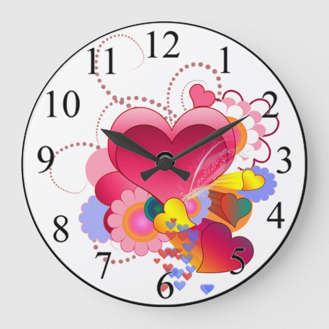 Grande Horloge Ronde Coeurs et fleurs (Recto)