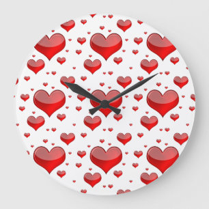 Grande Horloge Ronde Coeurs rouges tombants (Vous Choisissez Couleur Ar