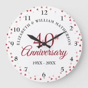 Grande Horloge Ronde Cœurs rubis du 40e anniversaire