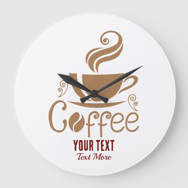 Grande Horloge Ronde Coffee Lover Design – Minimal Coffee Cup Graphic (Recto)