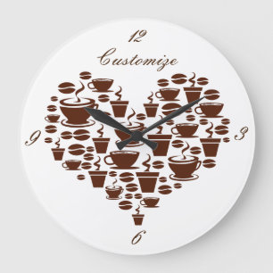 Grande Horloge Ronde Coffee Lover Heart Thunder_Cove