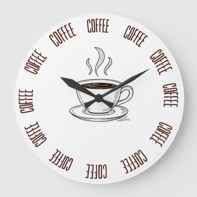 Grande Horloge Ronde Coffee Lover Minimal Wall Clock – Modern  (Recto)