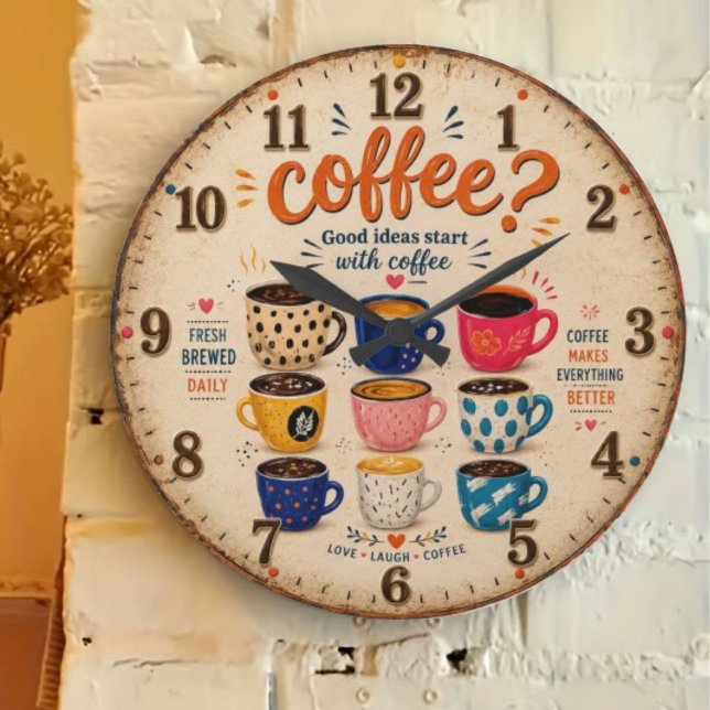 Grande Horloge Ronde Coffee Lovers  (Créateur téléchargé)