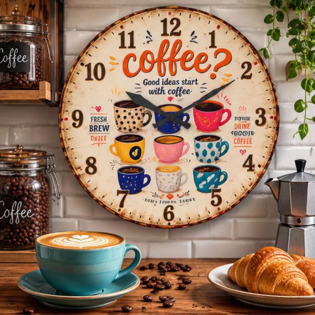 Grande Horloge Ronde Coffee Lovers  (Créateur téléchargé)