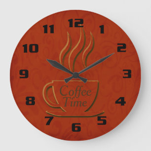 Grande Horloge Ronde Coffee Time Beautiful Elegant Kitchen