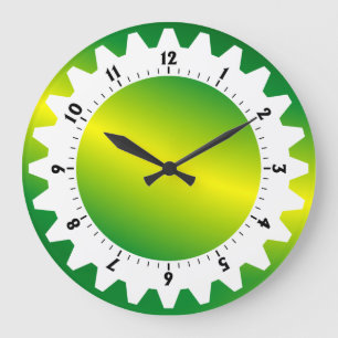 Grande Horloge Ronde Cogged 01 - Vague verte