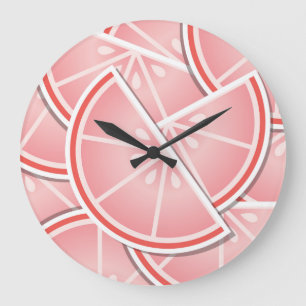 Grande Horloge Ronde Coincés de pamplemousse rose