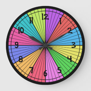Grande Horloge Ronde Coins colorés personnalisés Clic pour enfants