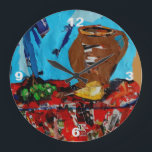 Grande Horloge Ronde Collage Art StillLife Naturemort Pop Art Wall Clok<br><div class="desc">Cool,  poppy colorl collage art clock.</div>