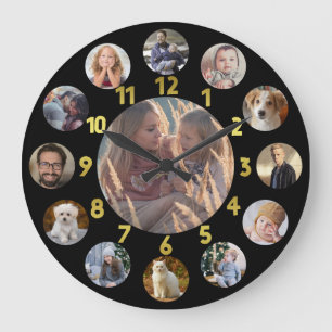 Grande Horloge Ronde Collage de photos familiales 13 photos Instagram