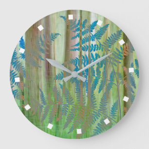 Grande Horloge Ronde Collage des fougères et forêts de Bracken Seabeck