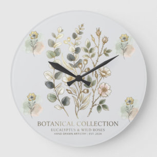 Grande Horloge Ronde Collection botanique Ethereal Gold & Sage