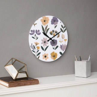 Grande Horloge Ronde Collection de fleurs vectorielles Coussin de jet