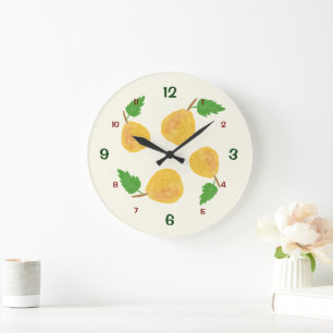 Grande Horloge Ronde Collection de poires dorées