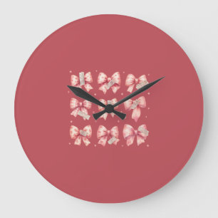 Grande Horloge Ronde Collection de ruban à arc rose aquarelle washi