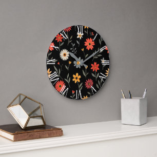 Grande Horloge Ronde Collection Florale Vintage populaire