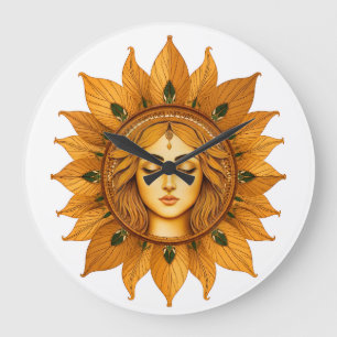 Grande Horloge Ronde Collection Gol Bano Cadran mural Soleil doré per