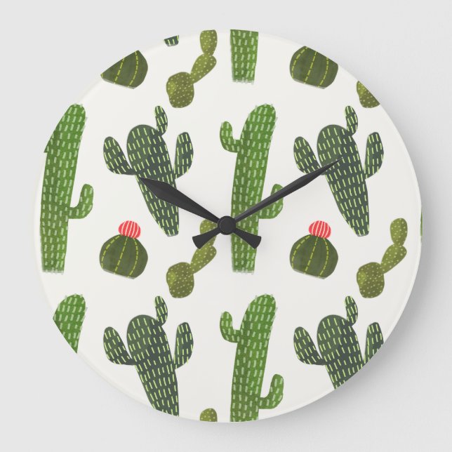 Grande Horloge Ronde Collection Llamarama | Cactus mignons (Recto)