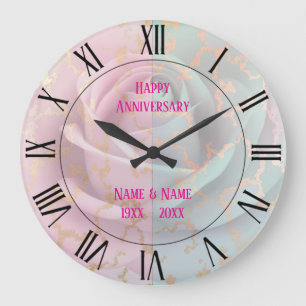 Grande Horloge Ronde Collection Luxe Tendance Rose Pâle Menthe Douce Or