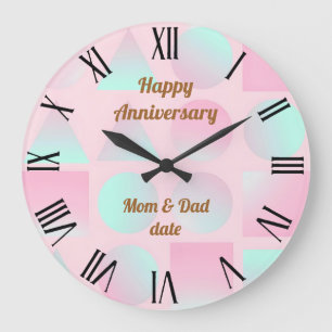 Grande Horloge Ronde Collection Tendance Abstraite Rose Pâle Menthe