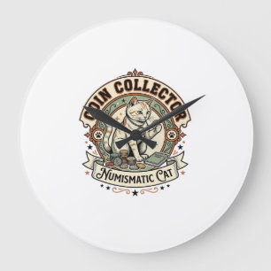 Grande Horloge Ronde Collectionneur de pièces numismatique Chat Collect