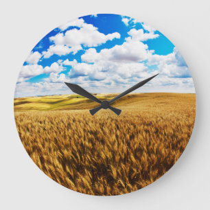 Grande Horloge Ronde Collines ondoyantes de blé mûr
