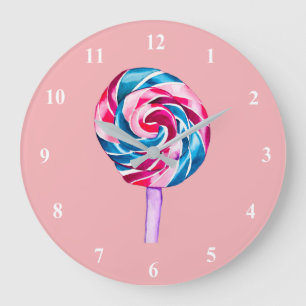 Grande Horloge Ronde Collipop eau couleur bonbon art