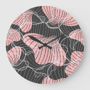 Grande Horloge Ronde Coloré abstrait, motif artistique transparent.