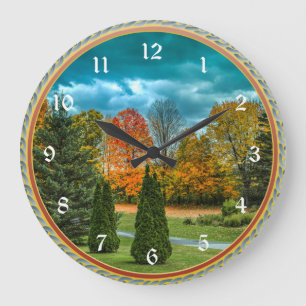 Grande Horloge Ronde Coloré Automne Pittoresque Photo