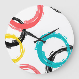 Grande Horloge Ronde Coloré, cool, moderne, tendance cercles de brosse