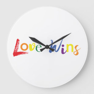 Grande Horloge Ronde Coloré, gai, design créatif de Love Wins