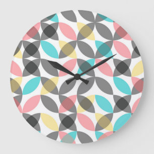 Grande Horloge Ronde Coloré, moderne, gai circulaire géométrique