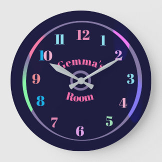 Grande Horloge Ronde Coloré Nos chambre de Gemma Texte sur l'horloge po