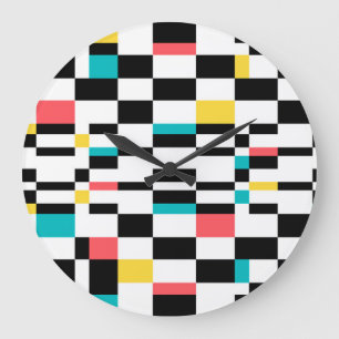 Grande Horloge Ronde Coloré, urbain, moderne, motif géométrique tendanc