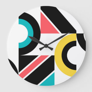 Grande Horloge Ronde Coloré, urbain, tendance, art géométrique moderne