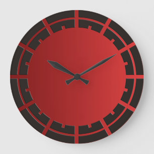 Grande Horloge Ronde COLOREZ SEULEMENT le rouge de gradients - sonnez l