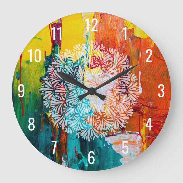 Grande Horloge Ronde Colorful Abstract (Recto)