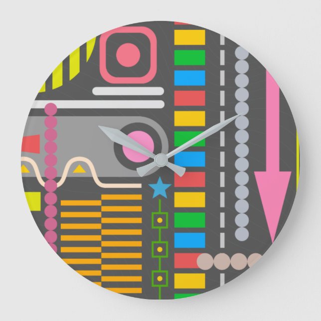 Grande Horloge Ronde Colorful Abstract Art Pattern (Recto)