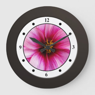 Grande Horloge Ronde Colorful Floral Pink Garden Flower Modern Digits