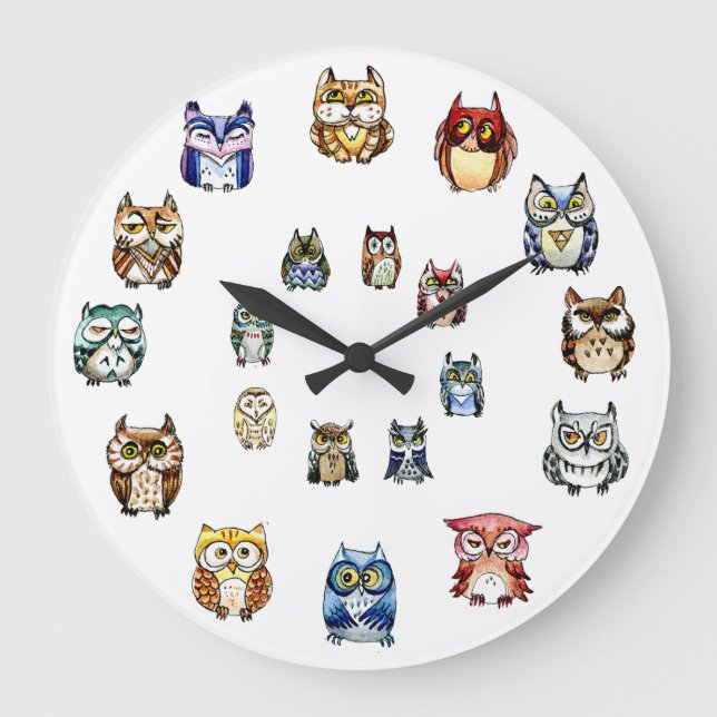 Grande Horloge Ronde Colorful owls (Recto)